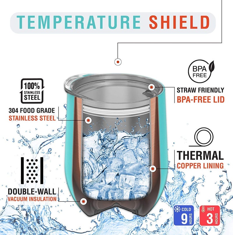 CHILLOUT LIFE 12 oz Stainless Steel Wine Tumblers 4 Pack - Double Wall Vacuum Insulated Wine Glasses Cups with Lids and Straws Set Keeping Cold & Hot for Coffee, Beer, Ice Cream - Powder Coated White - Image 4